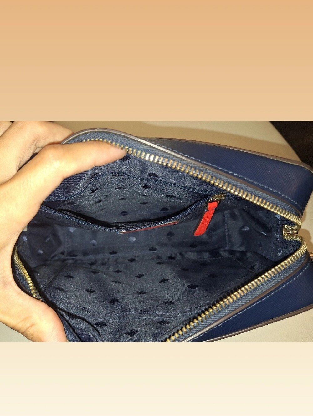Kate Spade Red & Navy Leather Cam Bag/ Crossbody EUC - Picture 6 of 7
